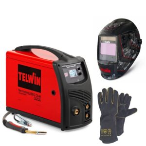 TELWIN TECHNOMIG 260 DUAL SYNERGIC + MASCHERA TELWIN EYETRON TRUE COLOR + GUANTI IN CROSTA DI CUOIO