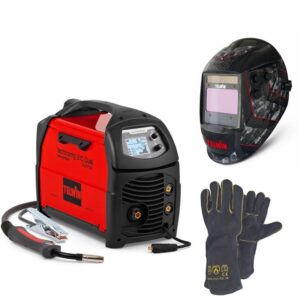 TELWIN TECHNOMIG 210 DUAL SYNERGIC + MASCHERA TELWIN EYETRON TRUE COLOR + GUANTI IN CROSTA DI CUOIO