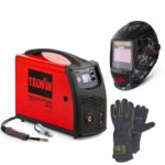 TELWIN TECHNOMIG 215 DUAL SYNERGIC + MASCHERA TELWIN EYETRON TRUE COLOR + GUANTI IN CROSTA DI CUOIO