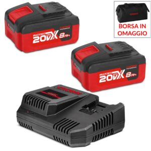 Crown Professional 2 Batterie Al Litio 8AH + Caricabatteria 9A + Borsa