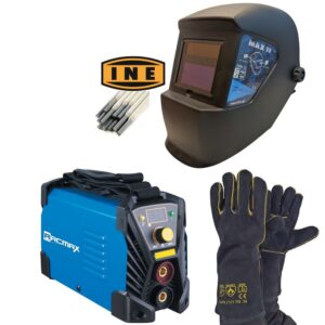 ARCMAX Maxweld 160 + Maschera Auto-Oscurante MAX 11 + Guanti in Crosta + Elettrodi